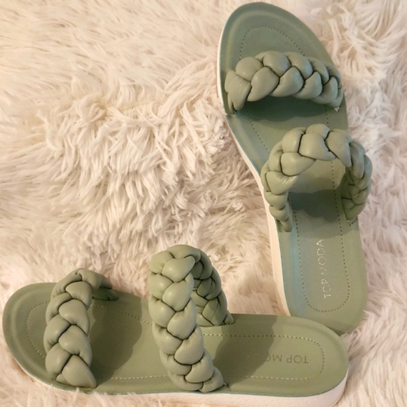 TOP MODA Mint  BRAIDED SLIDES NEW - Picture 3 of 11
